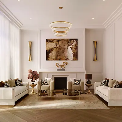 طراحی داخلی نشیمن نئوکلاسیک مدرن لوکس