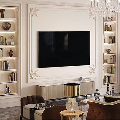 طراحی تی وی وال نئوکلاسیک