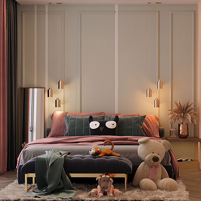 طراحی داخلی اتاق کودک مدرن صورتی