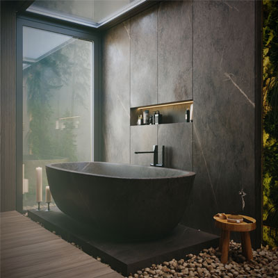 طراحی سرویس بهداشتی و حمام لوکس با رویکرد مینیمال و طبیعی