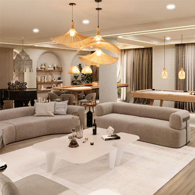 طراحی سالن نشیمن ویلای کردان