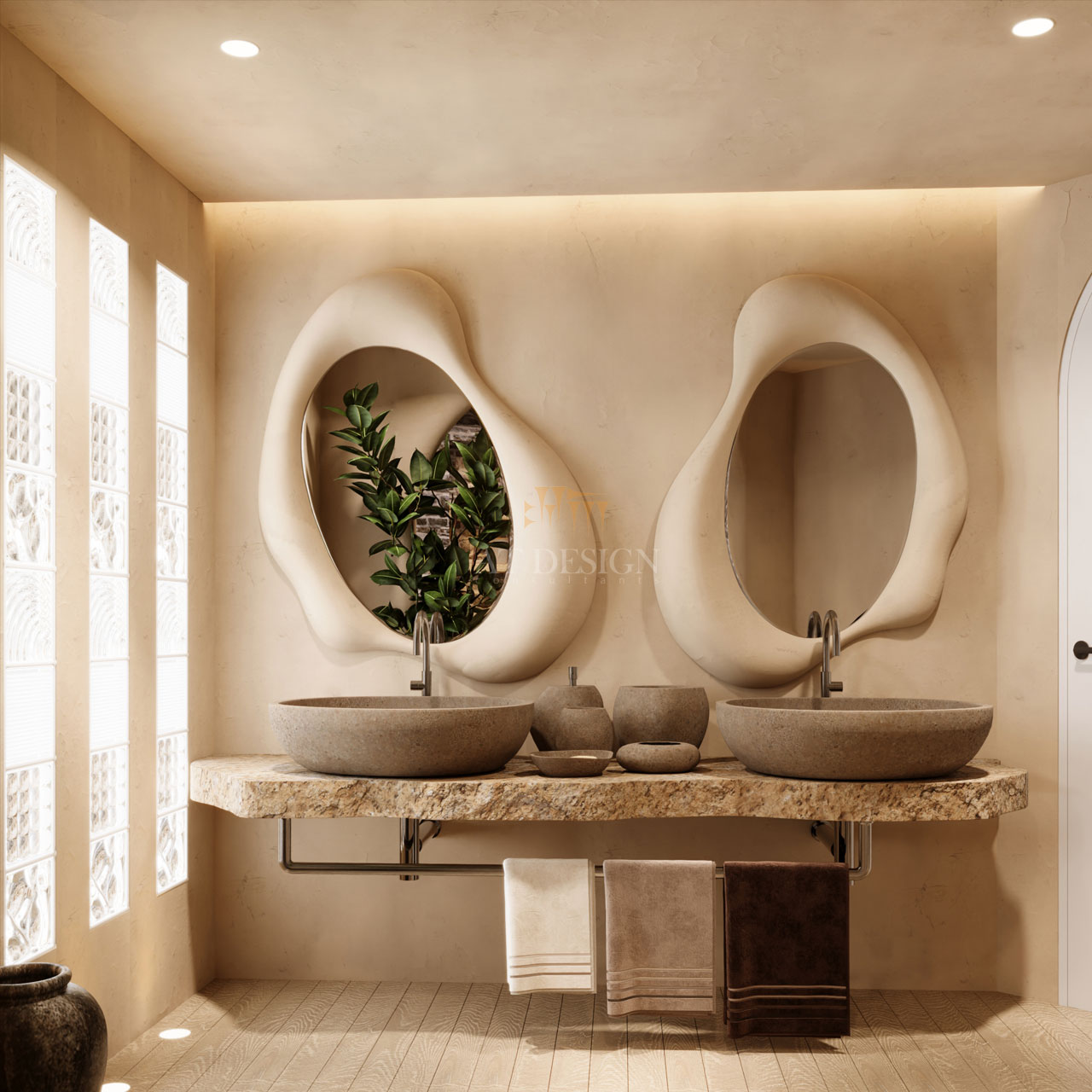 طراحی داخلی حمام مدرن با الهام از طبیعت
