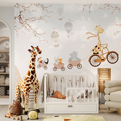 طراحی داخلی اتاق کودک با تم زرافه